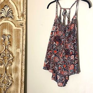 FREEWAY MULTICOLOR PAISLEY SPAGHETTI STRAP HIGH/LOW TANK